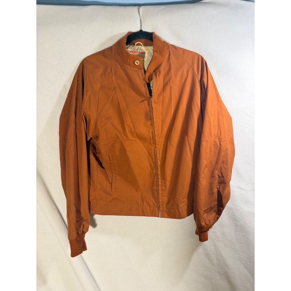 Vintage Zero King Harrington Jacket Rust Orange Made in USA Size 38 Windbreaker